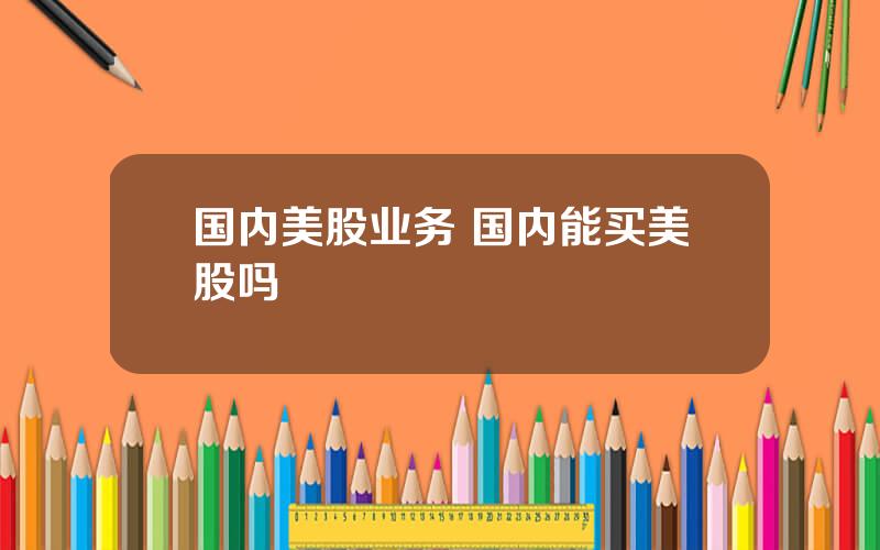 国内美股业务 国内能买美股吗